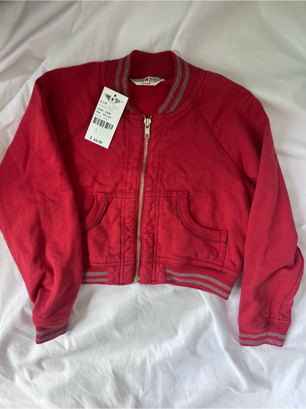 NWT Girls HARD TAIL Red* 100% Cotton Baseball Jacket